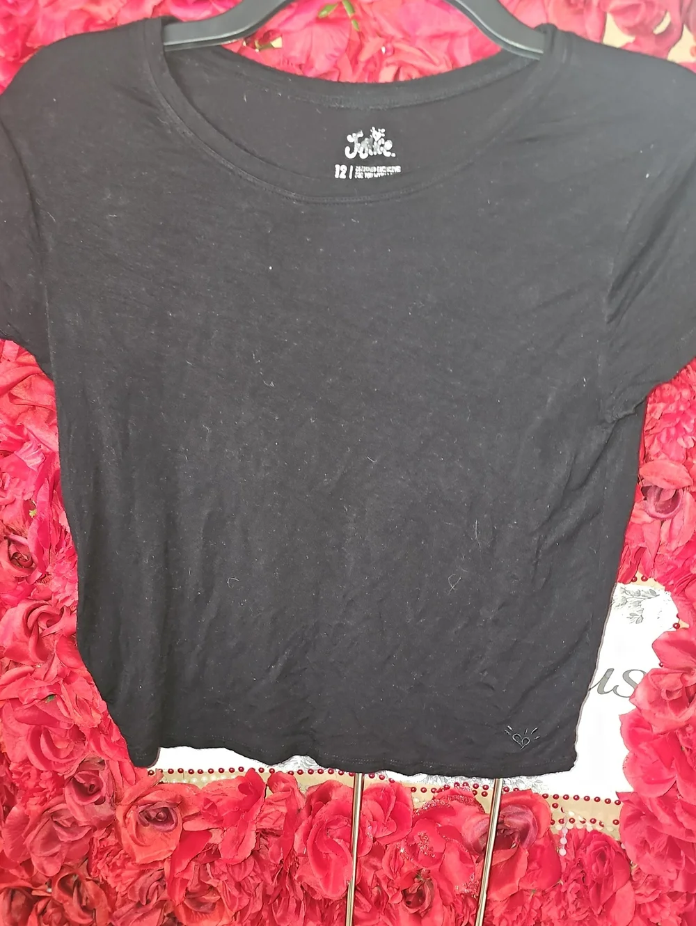 Justice Girls Black Short-Sleeve Crew Tshirt Size 12